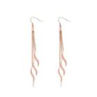 Simple Personality Plated Rose Gold 316l Stainless Steel Geometric Corrugated Tassel Earrings Rose Gold - One Size