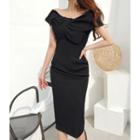 Off-shoulder Bow-detail Sheath Dress