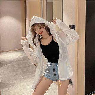 Sheer Zip-up Hooded Jacket