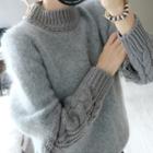Cable Knit Mock-neck Sweater