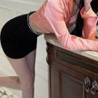 Long-sleeve Cropped Blouse / Mini Pencil Skirt