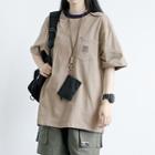 Contrast Trim Pocket Front T-shirt
