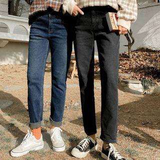 Plus Size Hidden Band-waist Napped Tapered Jeans