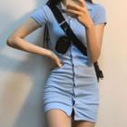 Short-sleeve Mini Bodycon Shirtdress