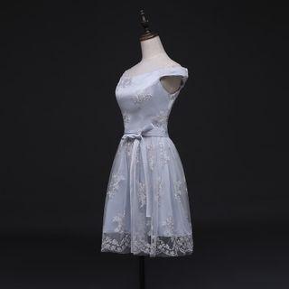 Off-shoulder Lace Bridesmaid Dress