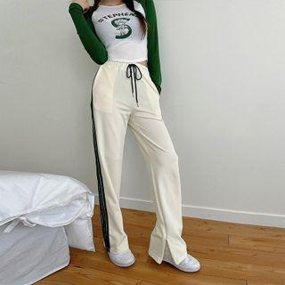 Contrast-trim Zip-hem Sweatpants