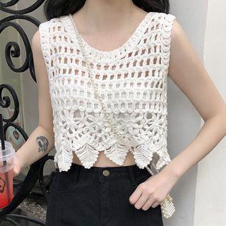 Set: Crochet Knit Vest + Tube Top