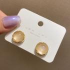 Cats Eye Stone Stud Earring E2868 - 1 Pair - Gold - One Size
