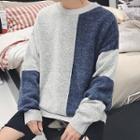 Long-sleeve Oversize Color Panel Knit Sweater