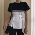 Striped Mock-two Short-sleeve Top
