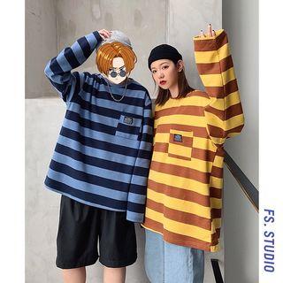 Couple Matching Striped Polo Sweatshirt