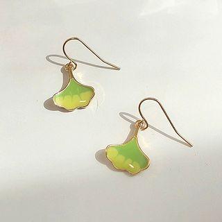 Glaze Leaf Dangle Earring 1 Pair - Green - One Size