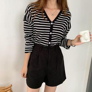 V-neck Loose-fit Striped Cardigan
