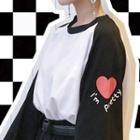 Heart Print Long-sleeve Raglan T-shirt