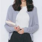 Short Knit Cardigan Grayish Blue - One Size