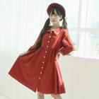 Sailor-collar Shirtdress Red - One Size