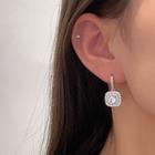 Square Rhinestone Dangle Earring 1 Pair - E3037 - Silver - One Size