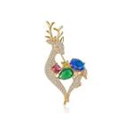Fashion And Cute Plated Gold Deer Brooch With Colorful Cubic Zirconia Golden - One Size