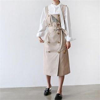 Double-breasted Jumper Dress With Sash
