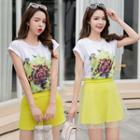 Print Short-sleeve T-shirt / Shorts / A-line Skirt / Set