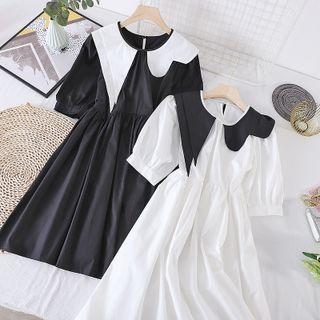 Short Sleeves Asymmetrical Peter Pan Collar Dress