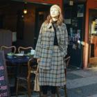 Set: Plaid Button Jacket + Plaid Midi A-line Skirt