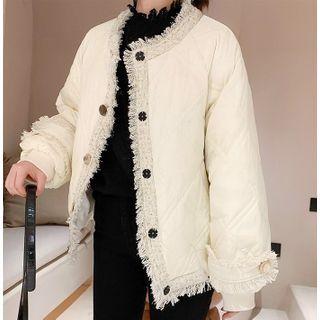 Fringe Panel Round-neck Jacket