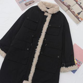 Fleece-lined Midi Coat Black - One Size