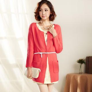 Round-neck Open-front Cardigan