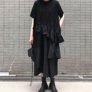 Short-sleeve Layered T-shirt / Wide Leg Pants