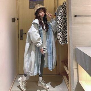 Hooded Panel Denim Coat