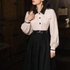 Set: Collared Blouse + A-line Skirt
