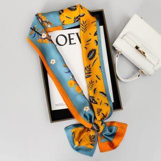 Print Scarf 01 - Blue & Yellow & Tangerine - 144cm X 14cm