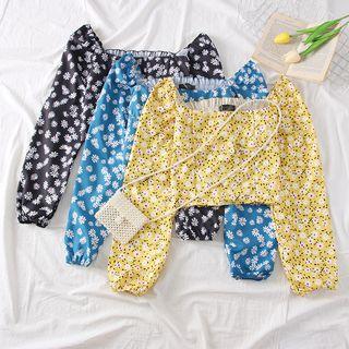 Boatneck Floral Crop Top
