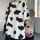 Short-sleeve Cow Patterned T-shirt