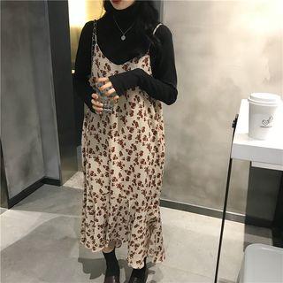 Floral Strappy Midi Dress Almond - One Size