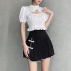Puff-sleeve Cut-out Lace Qipao Top