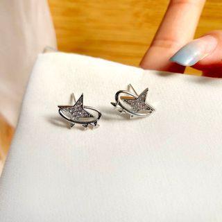 Star Rhinestone Alloy Earring 1 Pair - S925 Silver - Silver - One Size