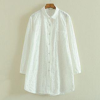 Long-sleeve Embroidered Long Shirt