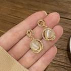 Cat Eye Stone Dangle Earring 1 Pair - Ear Studs - Gold - One Size