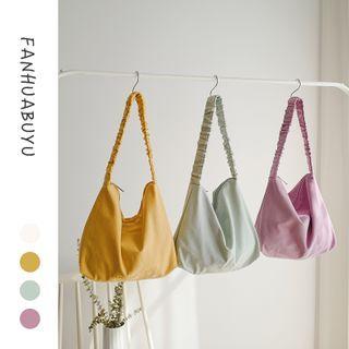 Plain Shirred Strap Zip Shoulder Bag