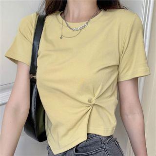 Short Sleeve Knot Asymmetrical T-shirt