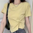 Short Sleeve Knot Asymmetrical T-shirt