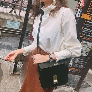 Mock-neck Wide-cuff Frilled Blouse