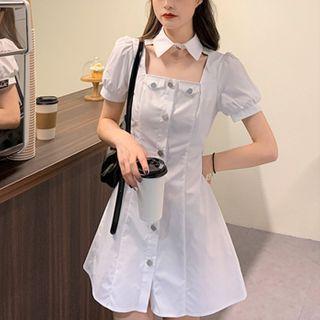 Square-neck Button-up Dress