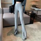 Slit-hem Knit Boot-cut Pants