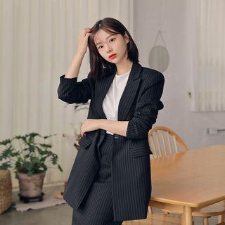 Pinstriped Longline Blazer