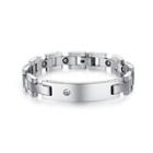 Simple Fashion Geometric Rectangular Smooth 316l Stainless Steel Bracelet With Cubic Zirconia For Men Silver - One Size