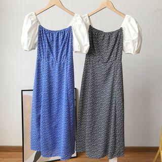 Short Sleeve Square Neck Print Dress