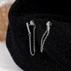 Rhinestone Chained Dangle Earring 1 Pair - Silver Needle - As Shown In Figure - One Size
